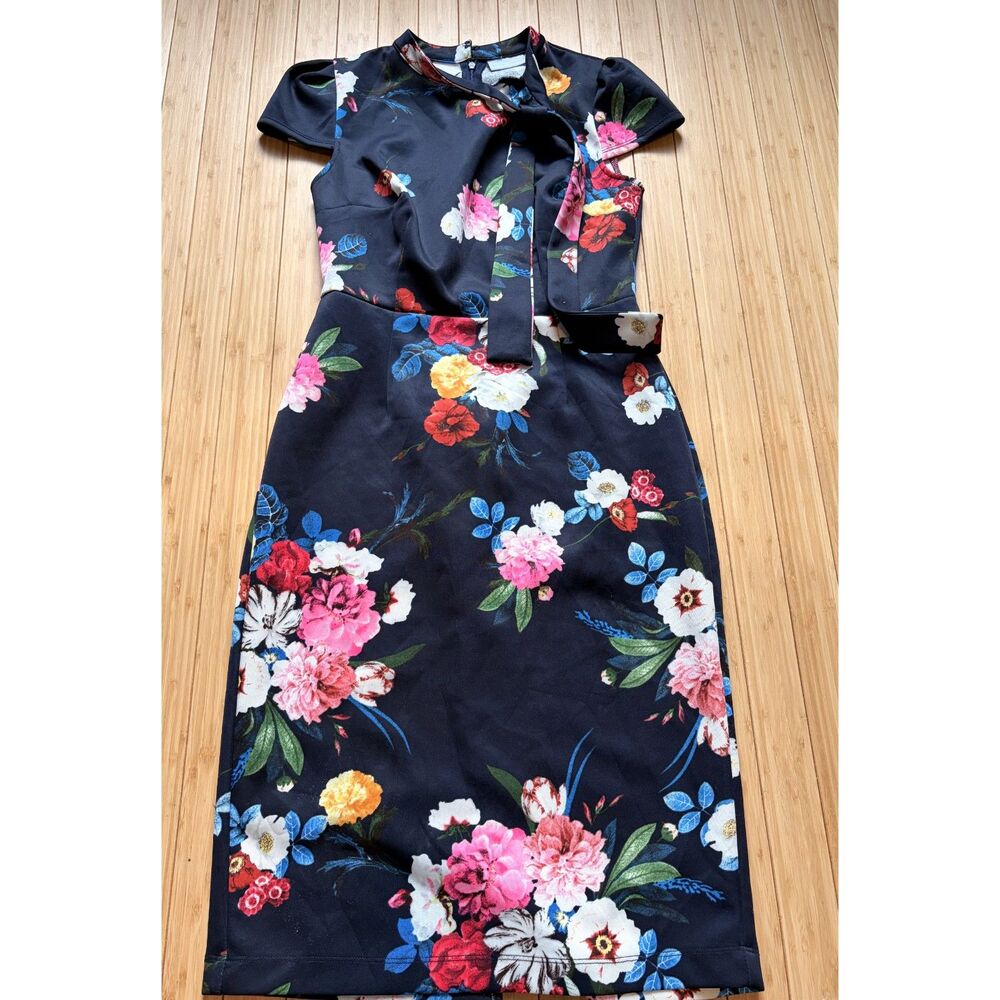 New York & Company Women's Stretch Floral Midi Dress Size Small